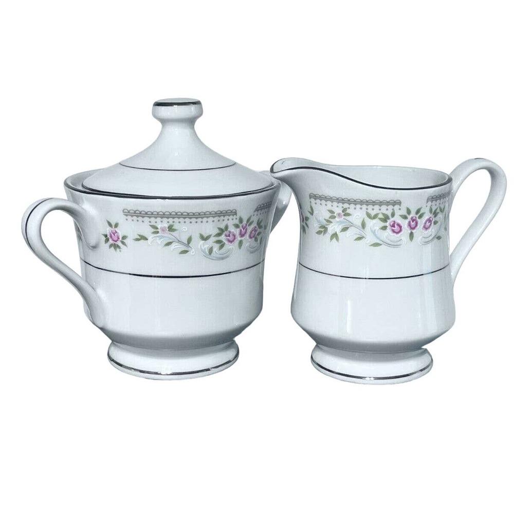 Vintage Elegance Fine China of Japan Creamer and Sugar Bowl with Lid